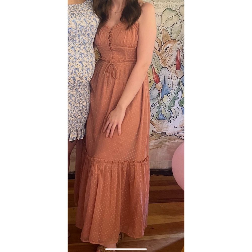 Elegant Peach Maxi Dress